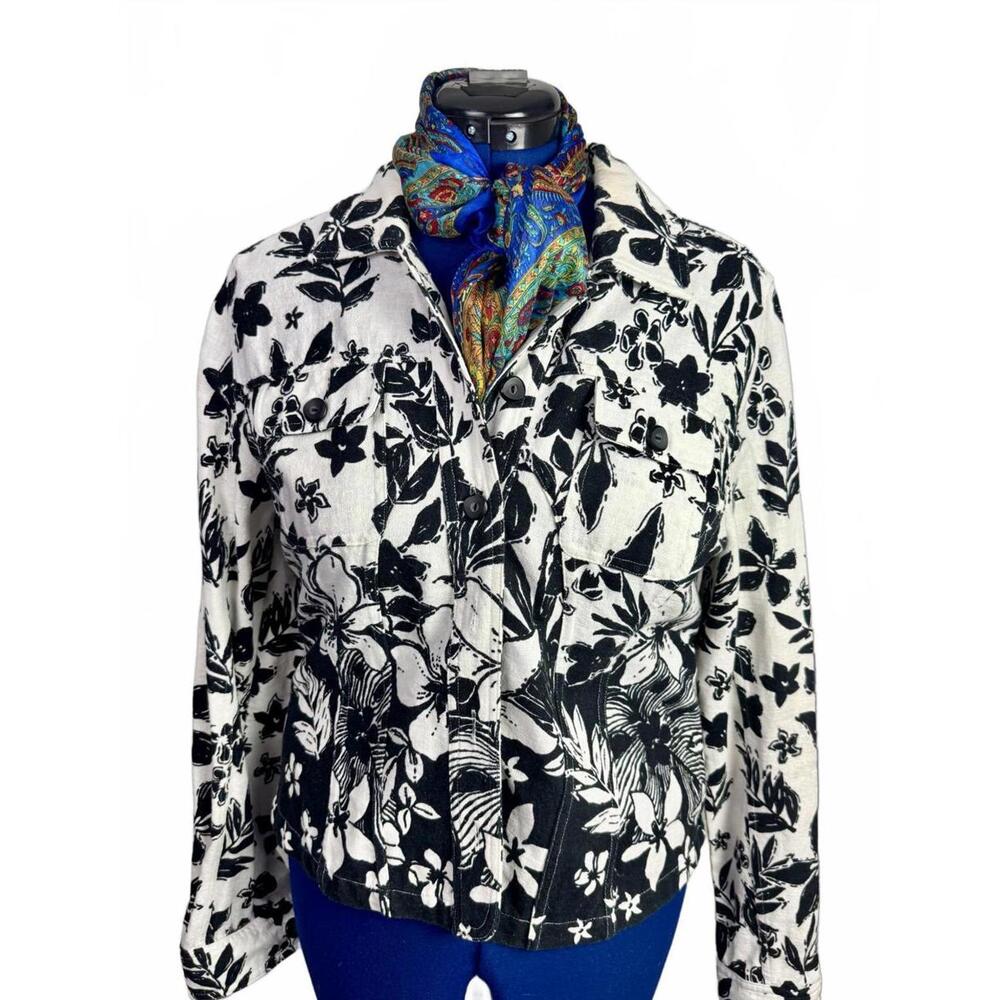 Christopher & Banks Floral‎ Button Jacket Large Casual Layering Cottagecore/Chic